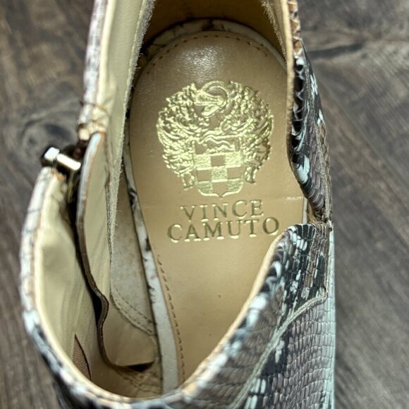 NEW Vince Camuto Fedrilla Open Toe Leather Kondia Bootie Bronze Snake Print 9.5 - Picture 3 of 15
